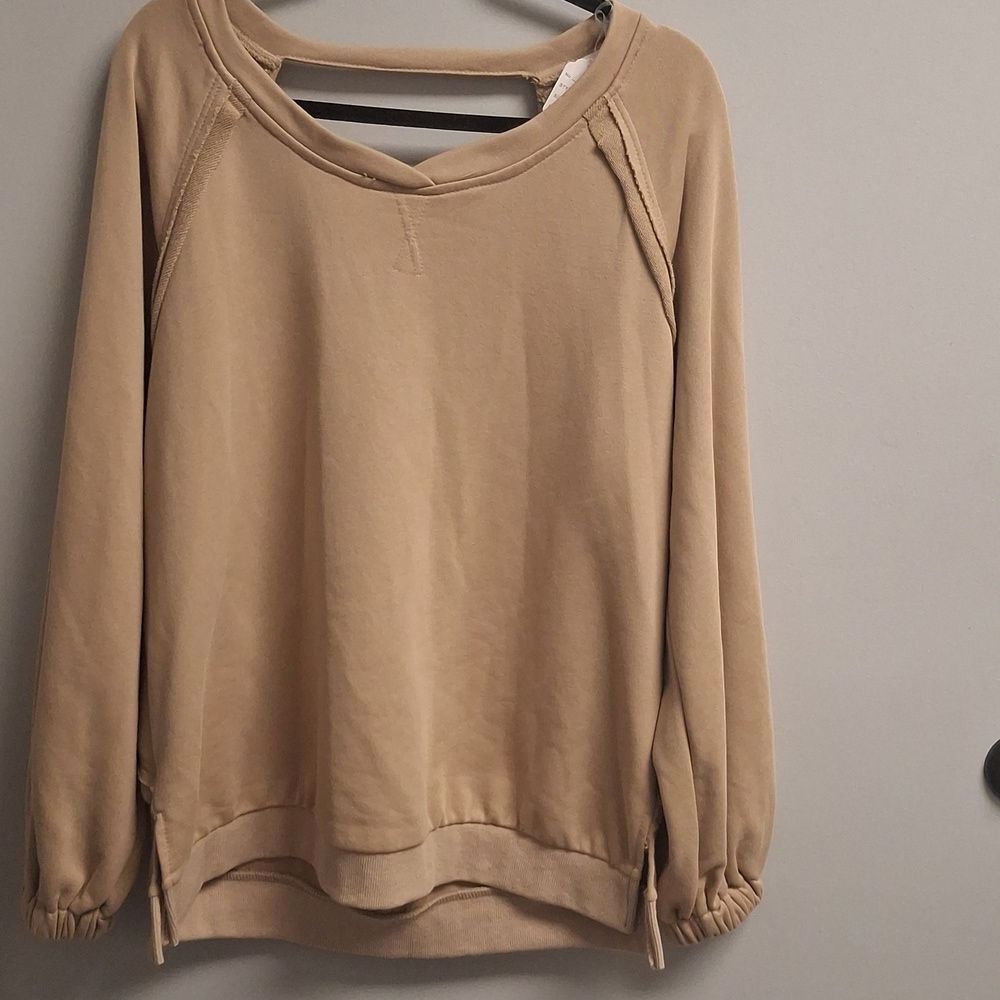POL Beige/Tan Lightweight Pullover Sweatshirt